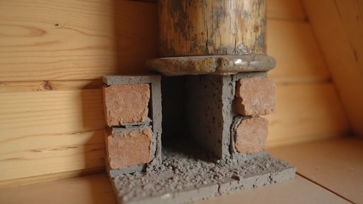 Przejście komina przez ścianę drewnianą