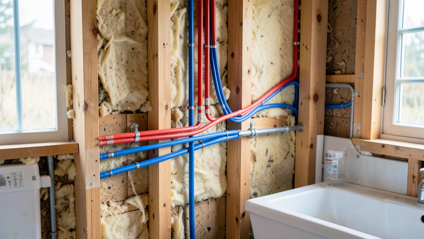 Rozmieszczenie rur PEX w ścianie domu