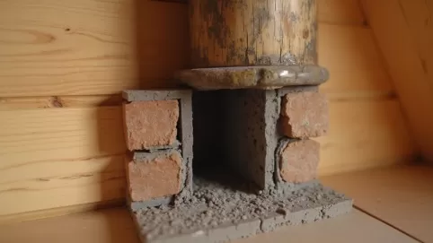 Przejście komina przez ścianę drewnianą