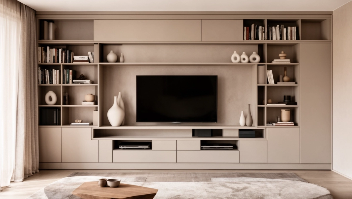 zabudowa ściany w salonie